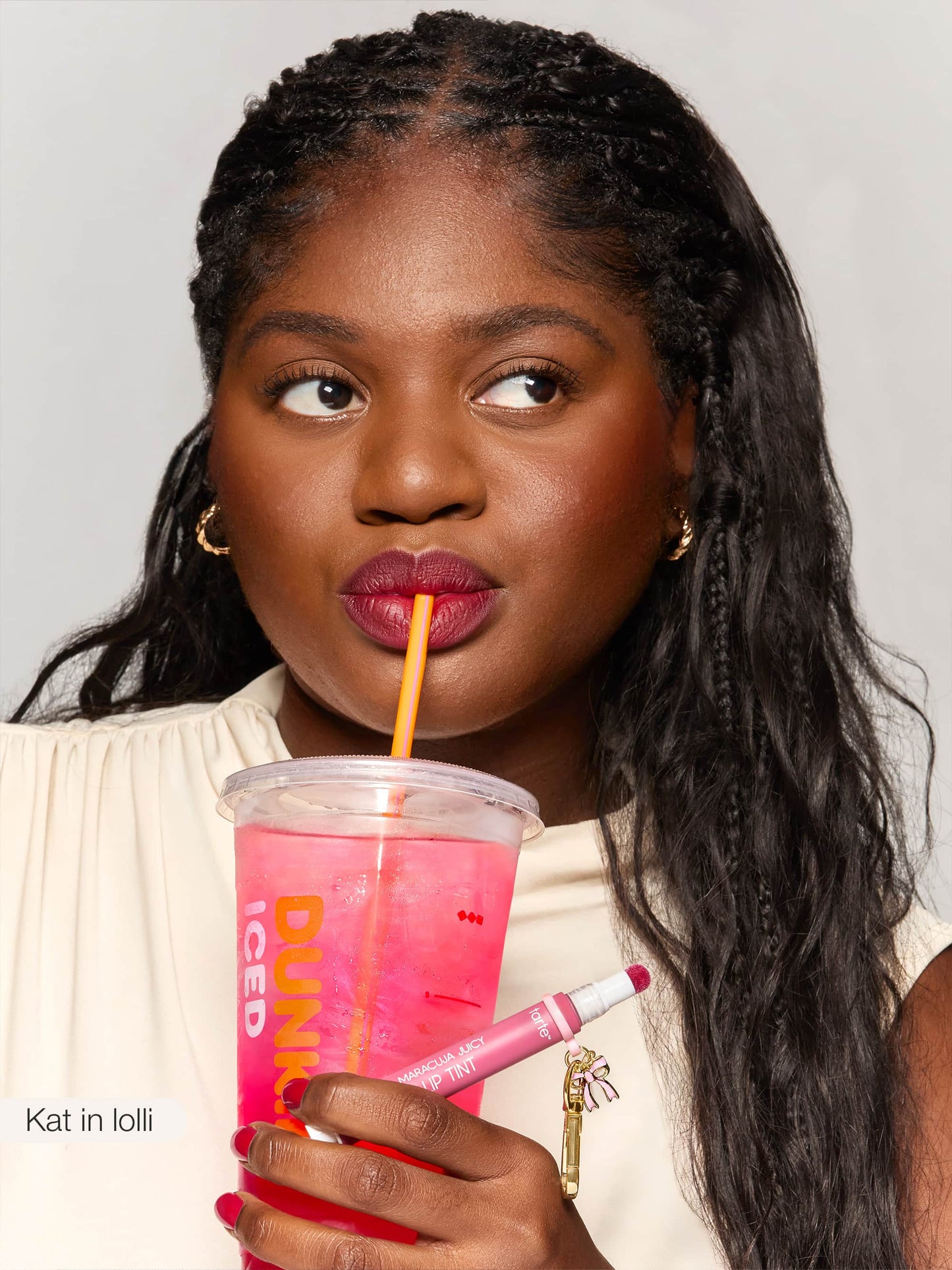 tarte™ x Dunkin' maracuja juicy lip tint stain + free charm duo